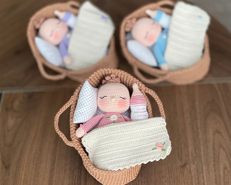 Crochet Baby Doll In The Basket | Amigurumi Baby Doll In The Basket Toy