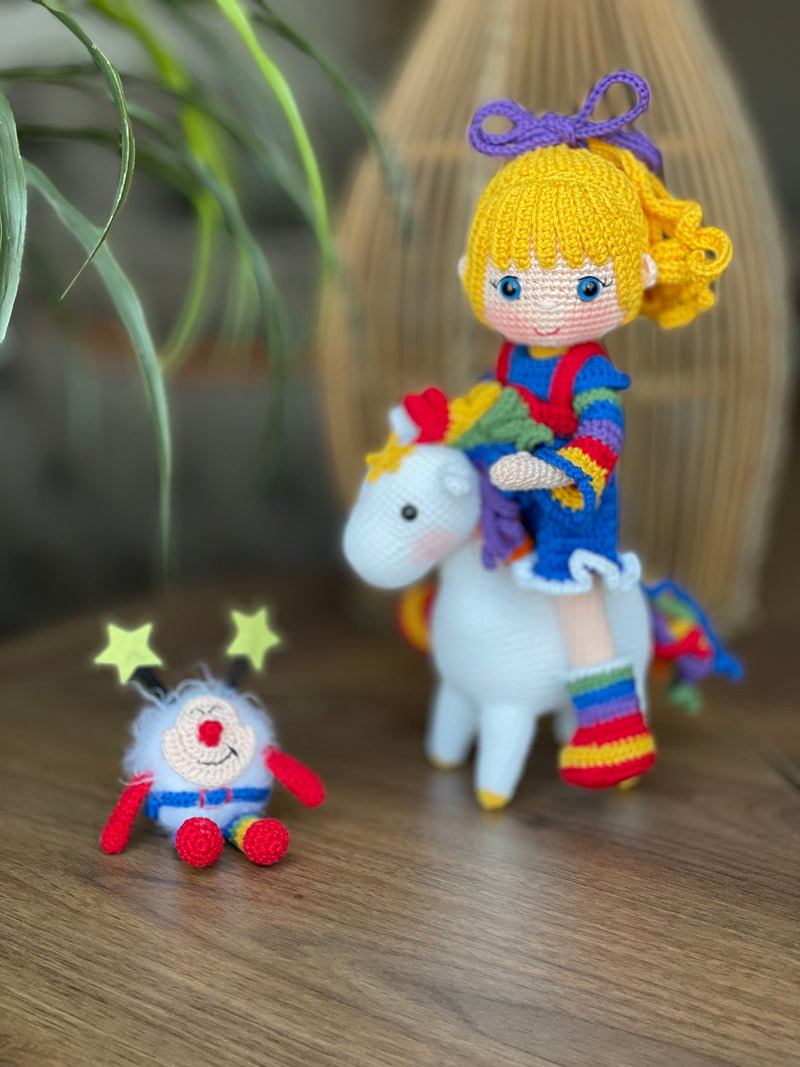 Crochet Amigurumi Rainbow Brite Girl Doll With Twink And Starlite