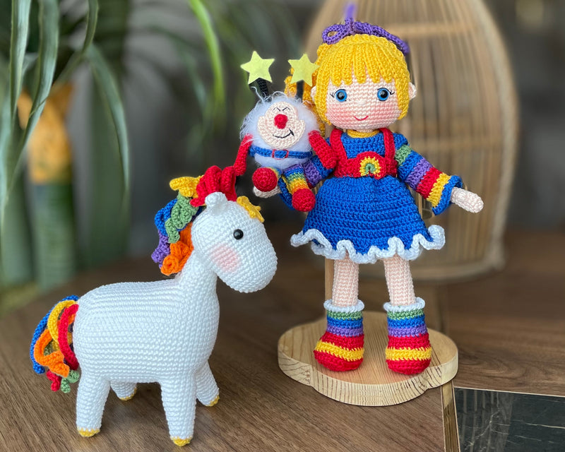 Crochet Amigurumi Rainbow Brite Girl Doll With Twink And Starlite