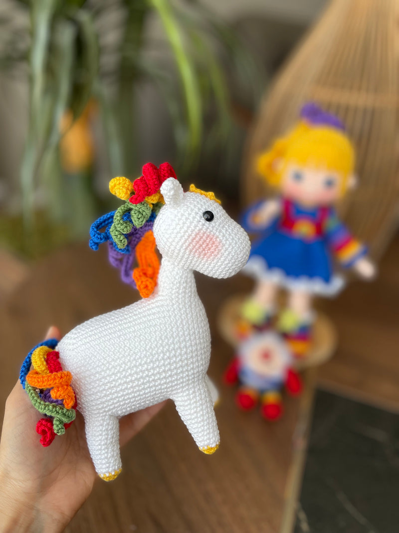 Crochet Amigurumi Rainbow Brite Girl Doll With Twink And Starlite