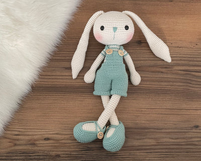 Crochet Amigurumi Sage Green Dressed Bunny Rabbit Toy