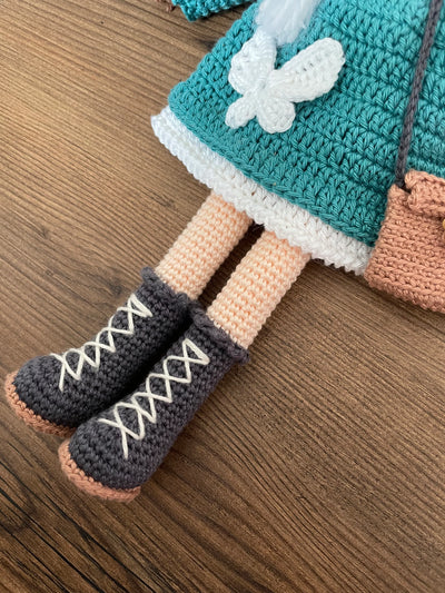 Crochet Turquoise Winter Girl Doll | Amigurumi Turquoise Winter Girl Toy