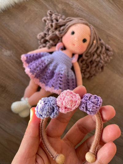 Crochet Purple Dressed Girl Doll | Amigurumi Purple Dressed Girl Toy